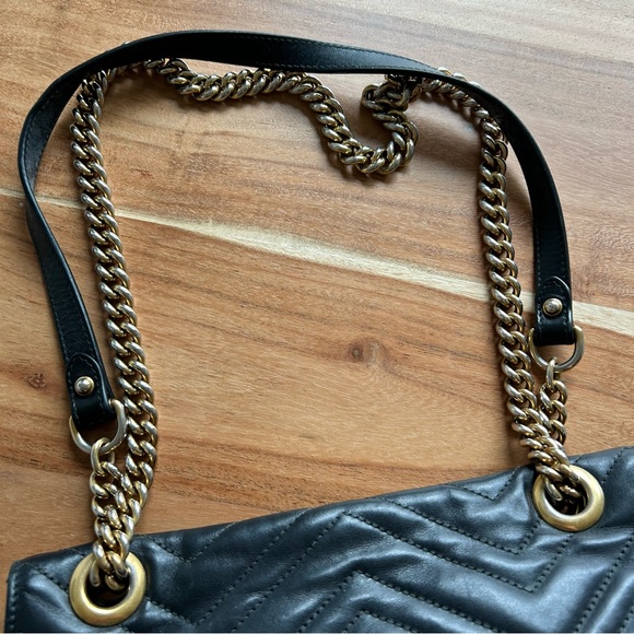 Authentic Gucci GG Marmont Small Shoulder Bag Black - Picture 3 of 16